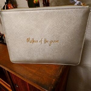 Katie Loxton Elegant Silver Clutch with Gold Mother Of The Groom Pouch